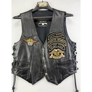 Steer Brand Leather Vest Womens L HOG Ladies of Harley Chapter Secretary Biker
